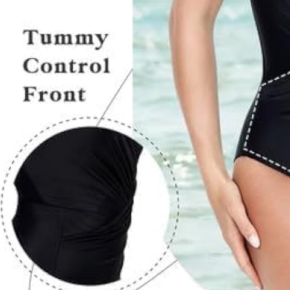 🚘POPILUSH The Shapewear One Piece Swimsuits Padded Push-Up Ruched V Neck tummy - Picture 5 of 16
